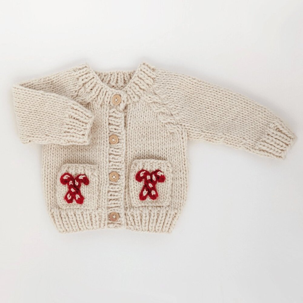 Candy Cane Holiday Baby Knit Cardigan Sweater